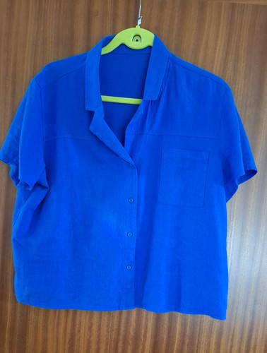 Damen kurzarm hemdbluse blau - damen, kurzarm-hemdbluse