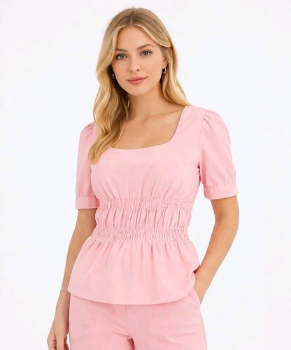 Damen bluse puffärmel rosa - bluse,