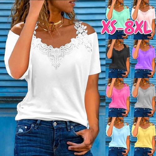 Damen neck shirt spitze - v-neck, t-shirt