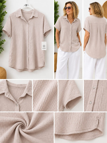 Musselin bluse damen beige - musselin,