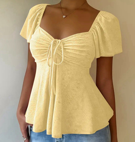 Damen bluse gelb kurzarm - damen,