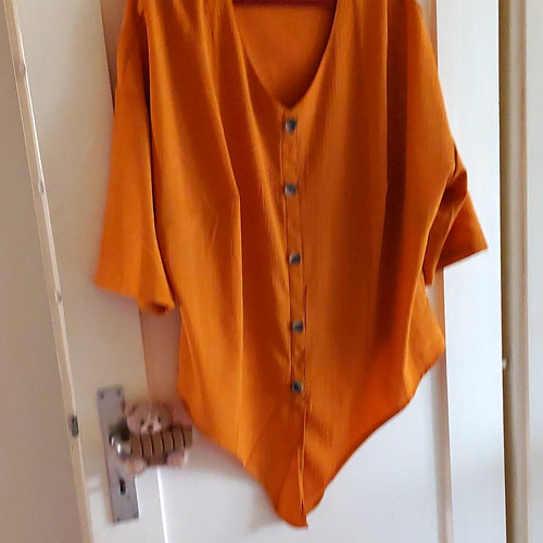 Damen bluse orange - damen, orange/braun