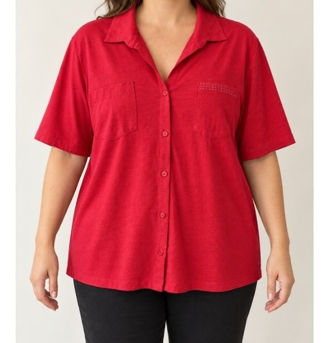 Rotes kurzarm oberteil - rotes, mit