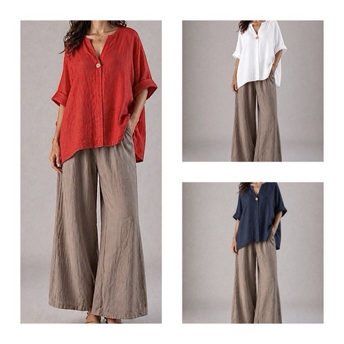 Damen bluse leinen tunika - bluse,