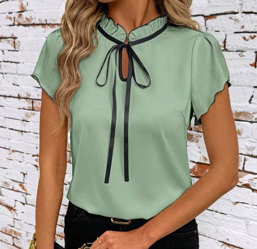 Damen bluse grün - bluse, kurzarm